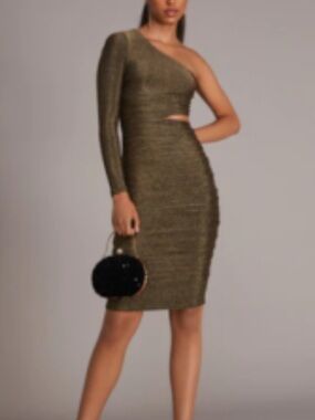 NWT One-Shoulder Gold Bodycon Dress